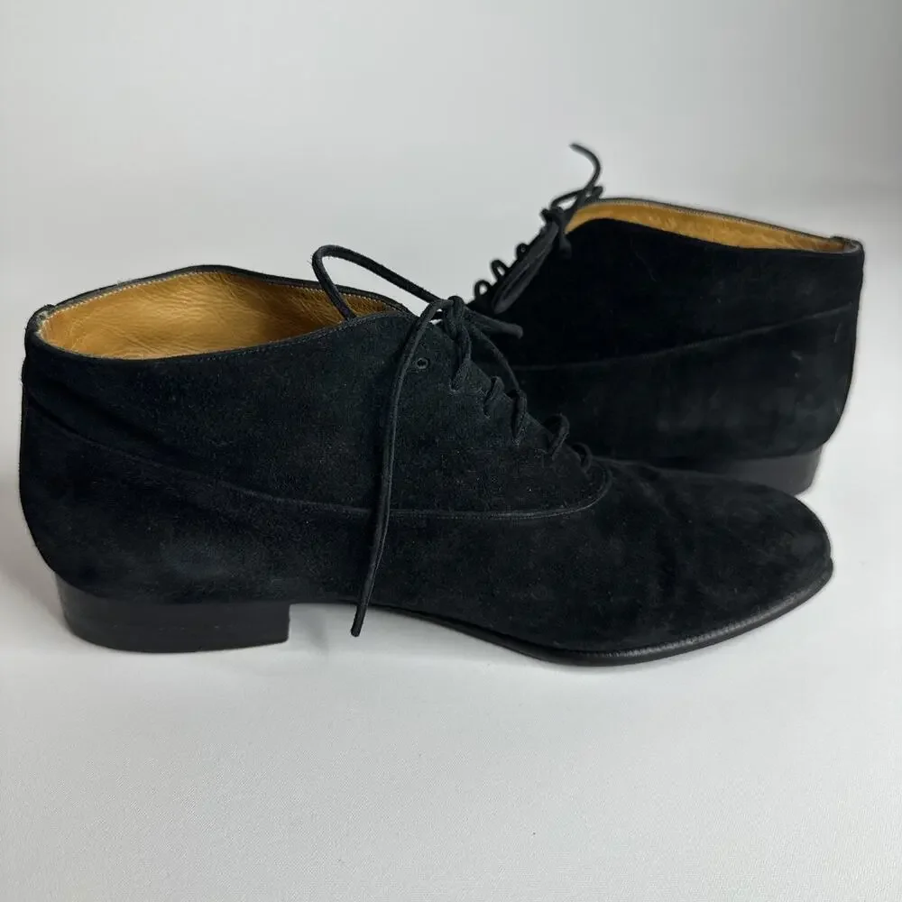 Dieter Kuckelkorn Womens Black Suede Laced Ankle Boots Size 4.5 EUR 35 Handmade